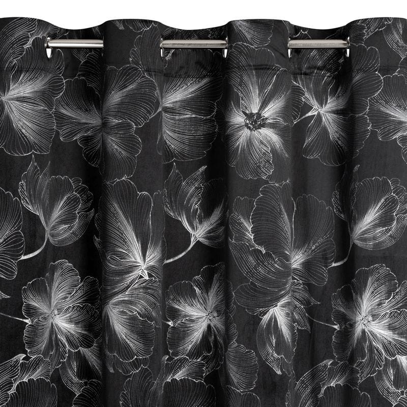 ZASŁONA WELUR VELVET PRZELOTKI 140X250 CM CZARNA