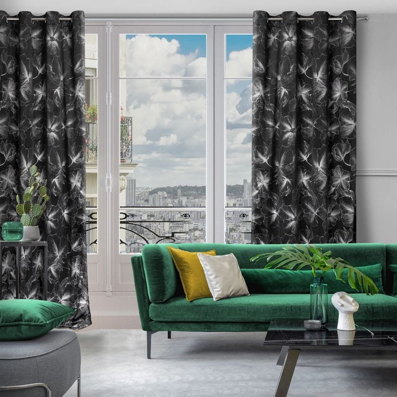ZASŁONA WELUR VELVET PRZELOTKI 140X250 CM CZARNA