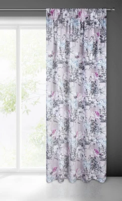 ZASŁONA W KWIATY NA TAŚMIE 140X270 CM FIOLETOWA