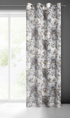 Zasłona w stylu eco z NADRUKIEM 140X250 CM BIAŁA