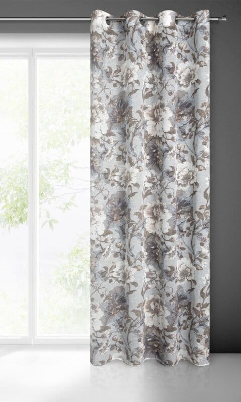 Zasłona w stylu eco z NADRUKIEM 140X250 CM BIAŁA