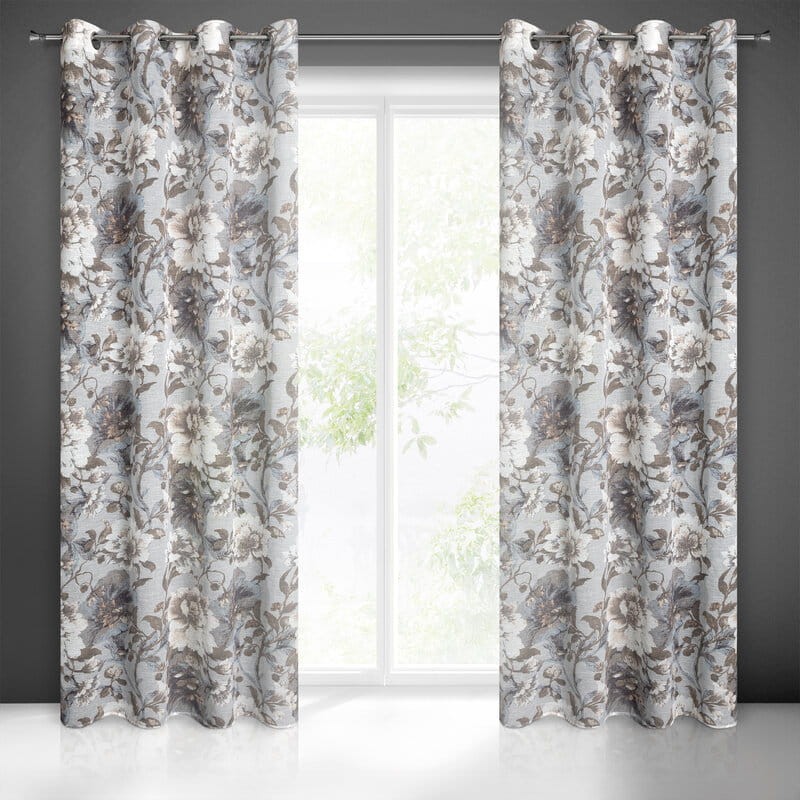 Zasłona w stylu eco z NADRUKIEM 140X250 CM BIAŁA