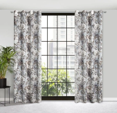Zasłona w stylu eco z NADRUKIEM 140X250 CM BIAŁA