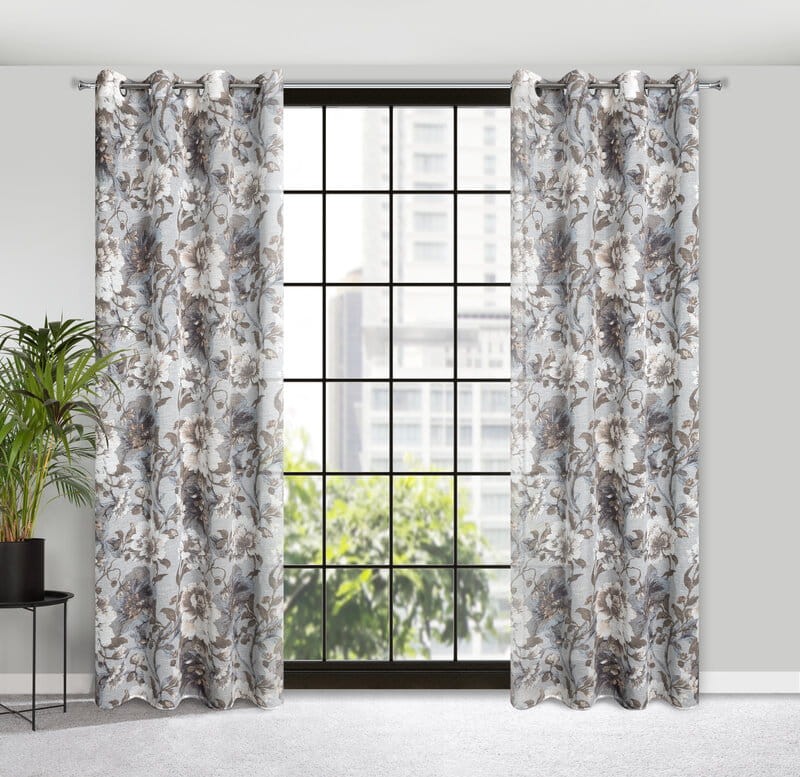 Zasłona w stylu eco z NADRUKIEM 140X250 CM BIAŁA