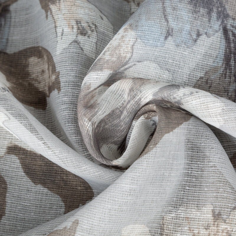 Zasłona w stylu eco z NADRUKIEM 140X250 CM BIAŁA