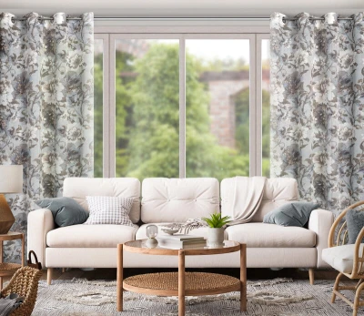 Zasłona w stylu eco z NADRUKIEM 140X250 CM BIAŁA