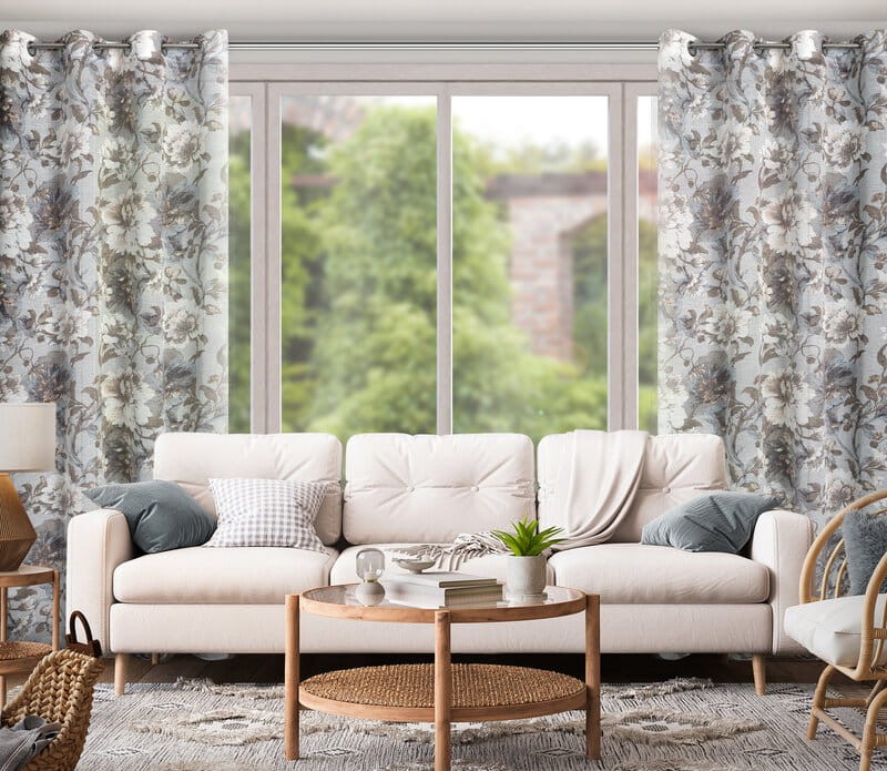 Zasłona w stylu eco z NADRUKIEM 140X250 CM BIAŁA