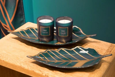 NACZYNIE DEKORACYJNE PATERA CERAMICZNA 41X19 LIŚĆ