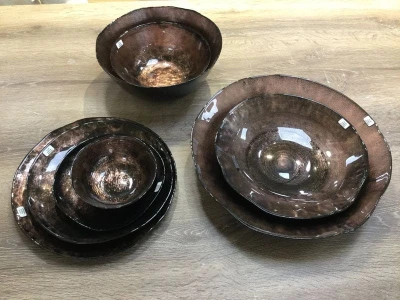 SZKLANA PATERA DEKORACYJNA TALERZ 38X7 CM BRĄZOWA
