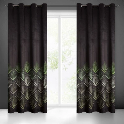 ZASŁONA PRZELOTKI W ROMBY WELUROWA 140X250 CZARNA