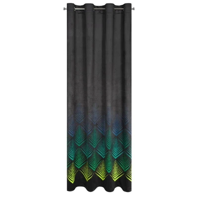 ZASŁONA PRZELOTKI W ROMBY WELUROWA140X250 CZARNA