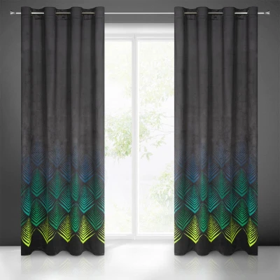 ZASŁONA PRZELOTKI W ROMBY WELUROWA140X250 CZARNA