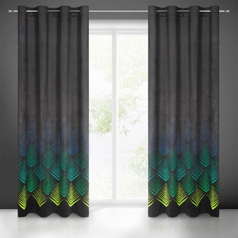 ZASŁONA PRZELOTKI W ROMBY WELUROWA140X250 CZARNA