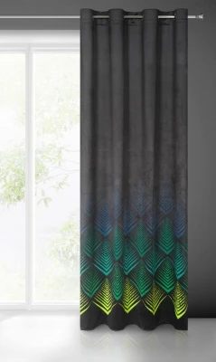 ZASŁONA PRZELOTKI W ROMBY WELUROWA140X250 CZARNA