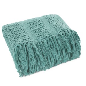 KOC AKRYL Z FRĘDZLAMI PLECIONY 130 X 170CM MIĘTOWY