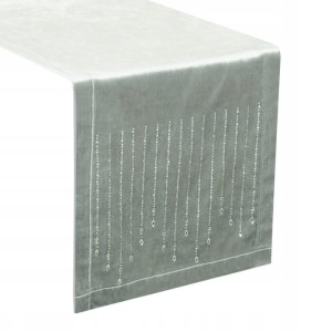OBRUS BIEŻNIK WELUR VELVET GLAMOUR 35X220 SREBRNY