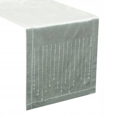 OBRUS BIEŻNIK WELUR VELVET GLAMOUR 35X220 SREBRNY