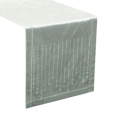 OBRUS BIEŻNIK WELUR VELVET GLAMOUR 35X220 SREBRNY
