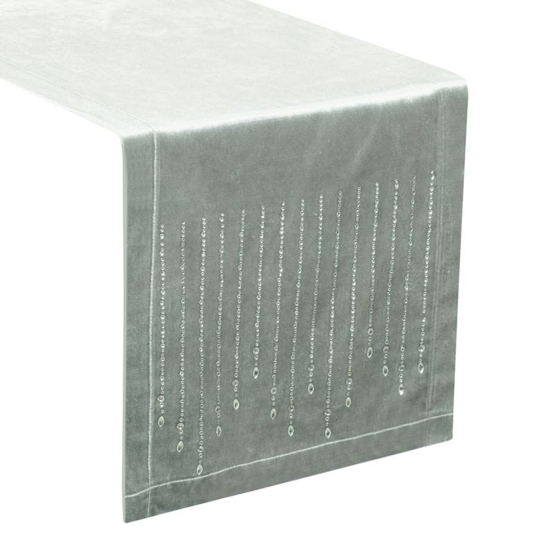 OBRUS BIEŻNIK WELUR VELVET GLAMOUR 35X220 SREBRNY