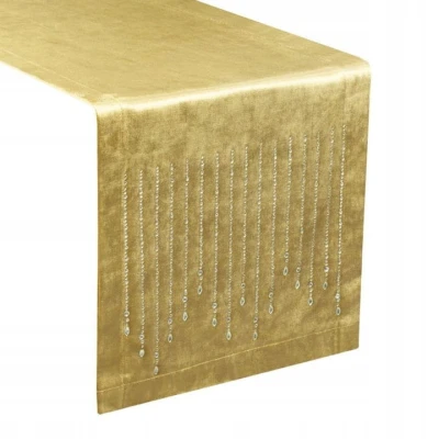 OBRUS BIEŻNIK WELUR VELVET GLAMOUR 35X220CM ZŁOTY