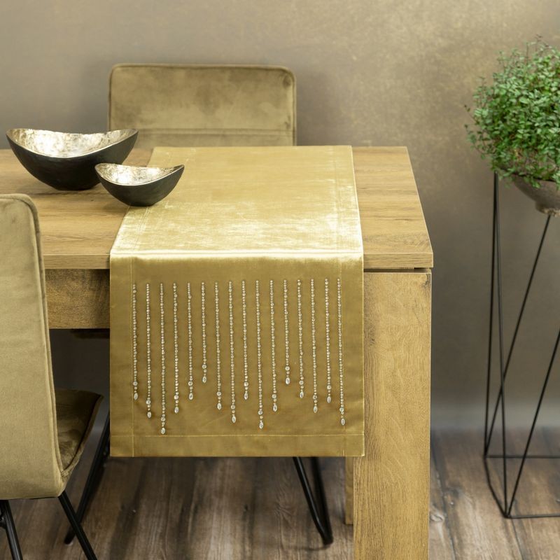 OBRUS BIEŻNIK WELUR VELVET GLAMOUR 35X220CM ZŁOTY