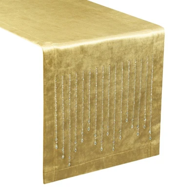OBRUS BIEŻNIK WELUR VELVET GLAMOUR 35X220CM ZŁOTY