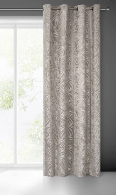 ZASŁONA NA PRZELOTKACH WZÓR LIŚCIE 140X250 BEŻOWA