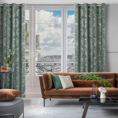 ZASŁONA PRZELOTKI LIŚCIE PALMY 140X250 MIĘTOWA