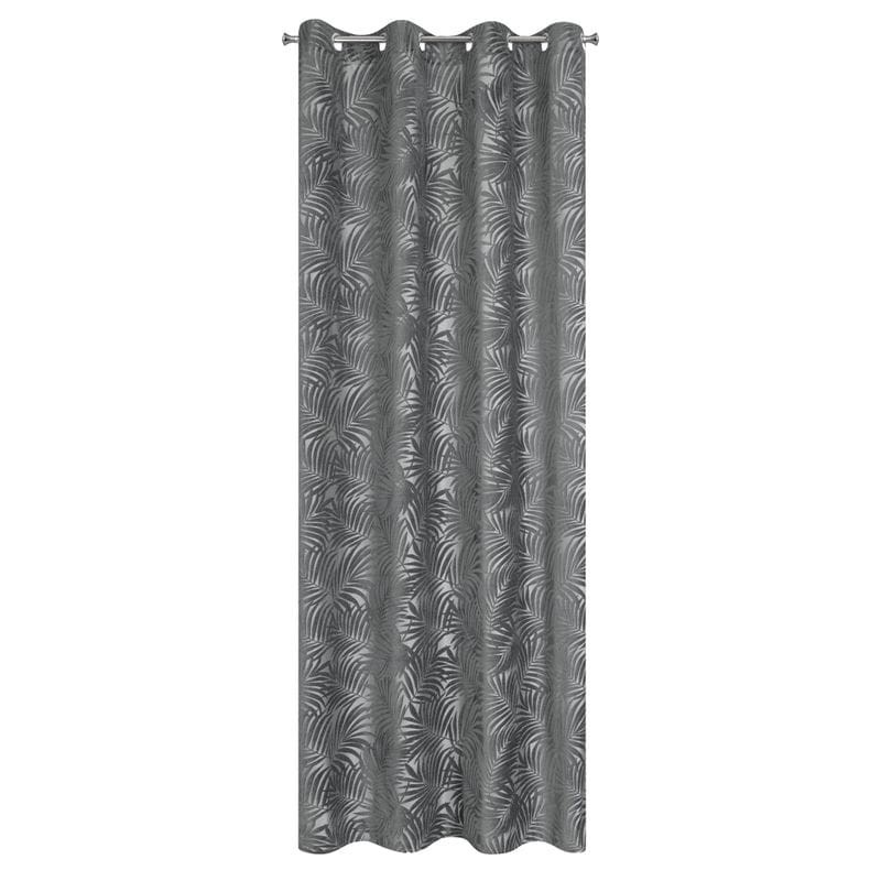 ZASŁONA TŁOCZONA PRZELOTKI LIŚCIE 140X250 CM SZARA