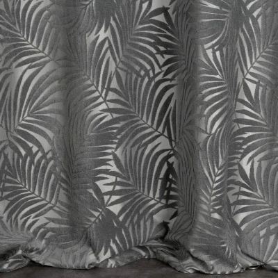 ZASŁONA TŁOCZONA PRZELOTKI LIŚCIE 140X250 CM SZARA