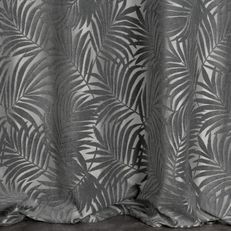 ZASŁONA TŁOCZONA PRZELOTKI LIŚCIE 140X250 CM SZARA