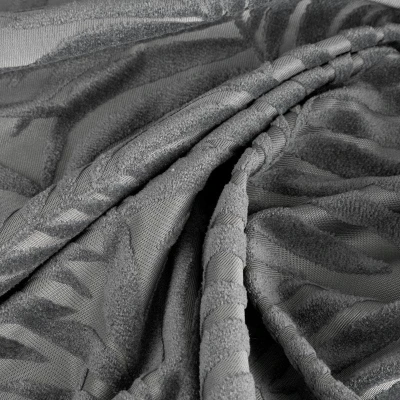 ZASŁONA TŁOCZONA PRZELOTKI LIŚCIE 140X250 CM SZARA