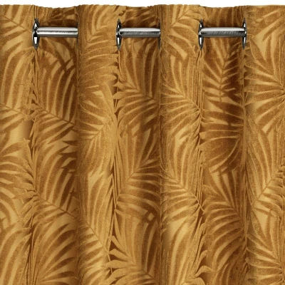 ZASŁONA TŁOCZONA PRZELOTKI LIŚCIE 140X250 CM ZŁOTA