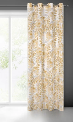 ZASŁONA NA PRZELOTKACH LIŚCIE 140X250 CM KREMOWA