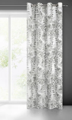 ZASŁONA NA PRZELOTKACH LIŚCIE 140X250 CM SZARA