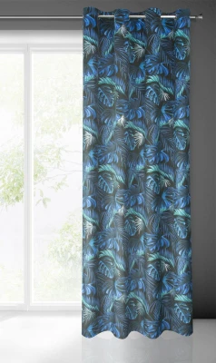 ZASŁONA NA PRZELOTKACH W LIŚCIE 140X250 NIEBIESKA