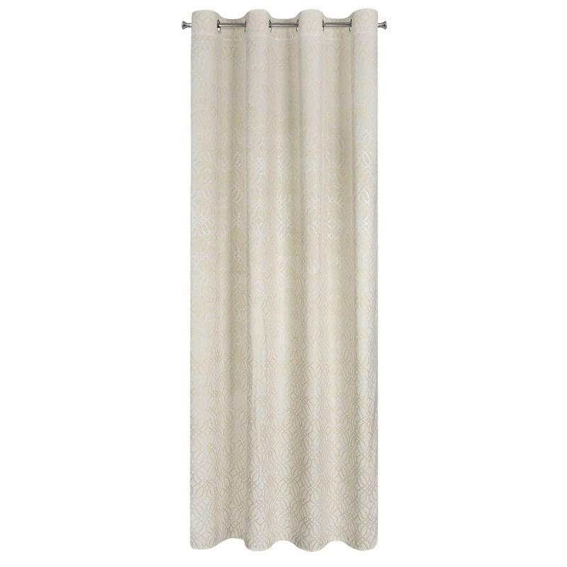 ZASŁONA WELUR PRZELOTKI TŁOCZONA 140X250 KREMOWA