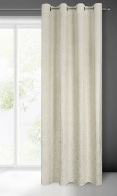 ZASŁONA WELUR PRZELOTKI TŁOCZONA 140X250 KREMOWA