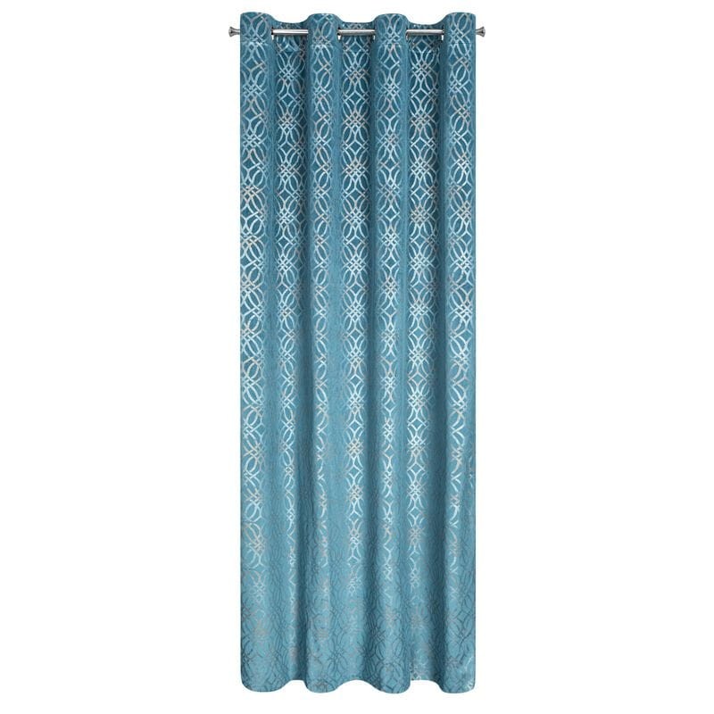 ZASŁONA WELUR PRZELOTKI TŁOCZONA 140X250 NIEBIESKI