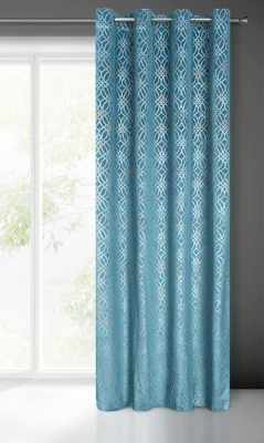 ZASŁONA WELUR PRZELOTKI TŁOCZONA 140X250 NIEBIESKI