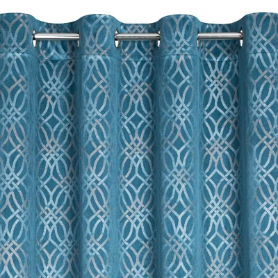 ZASŁONA WELUR PRZELOTKI TŁOCZONA 140X250 NIEBIESKI