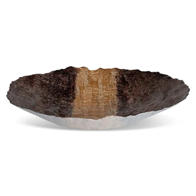 SZKLANA MISA DEKORACYJNA KAMIEŃ 39X8 CM BRĄZOWA