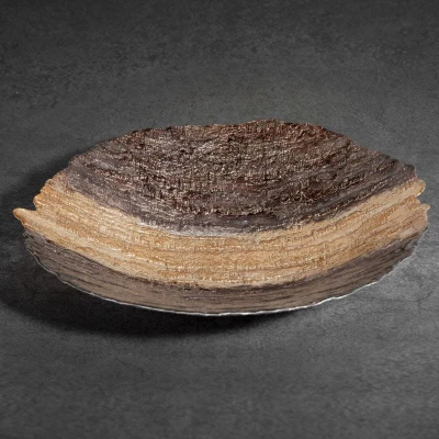 SZKLANA MISA DEKORACYJNA KAMIEŃ 39X8 CM BRĄZOWA