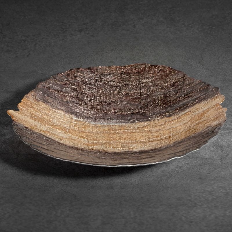 SZKLANA MISA DEKORACYJNA KAMIEŃ 39X8 CM BRĄZOWA