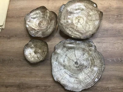 SZKLANA MISA DEKORACYJNA KAMIEŃ 39X8 CM BRĄZOWA