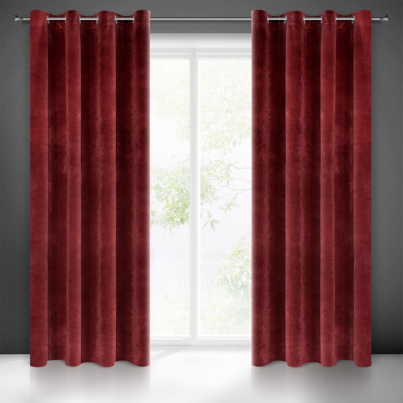 ZASŁONA welwet welur velvet kółka 140X250 BORDOWA