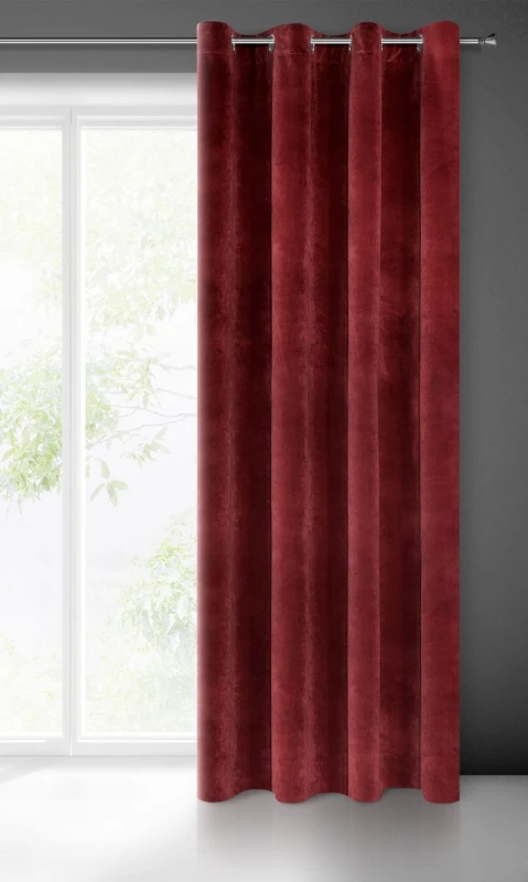 ZASŁONA welwet welur velvet kółka 140X250 BORDOWA