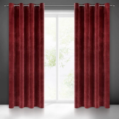 ZASŁONA welwet welur velvet kółka 140X250 BORDOWA