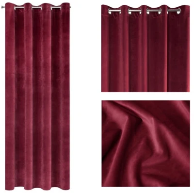 ZASŁONA welwet welur velvet kółka 140X250 BORDOWA
