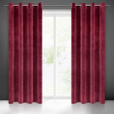 ZASŁONA welwet welur velvet kółka 140X250 BORDOWA